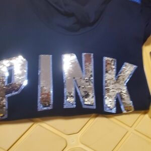 PINK Victoria's Secret Kids Black Hoodie with Silver Sequins